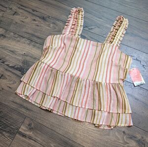 NWT ARULA Pink and Tan Striped Crop Top‎ Size 2X